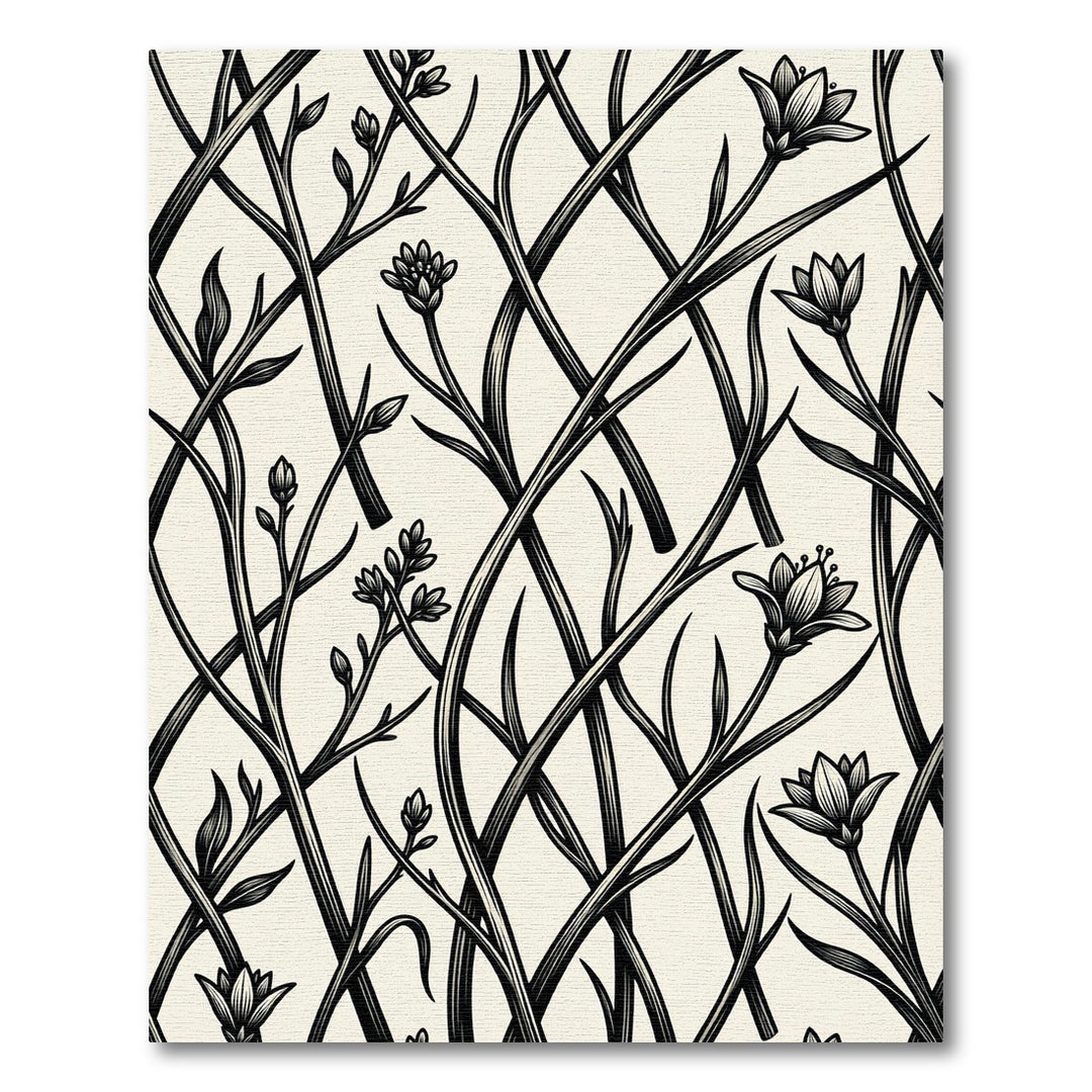 Art Nouveau Black Floral Vine Rug