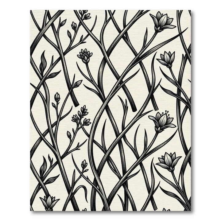 Art Nouveau Black Floral Vine Rug