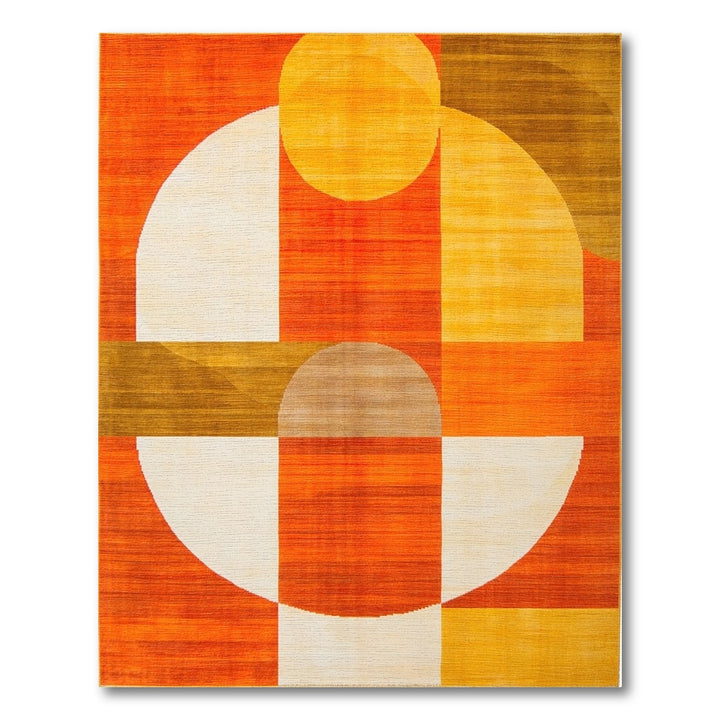 Orange Geometric Circle Geometric Modern Area Rug