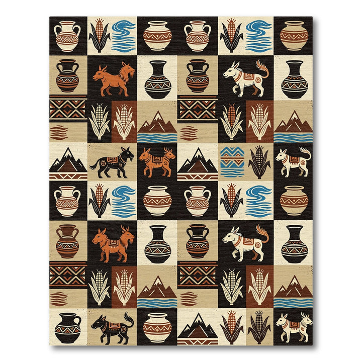Southwest Boho Tribal Animal Vase Rug