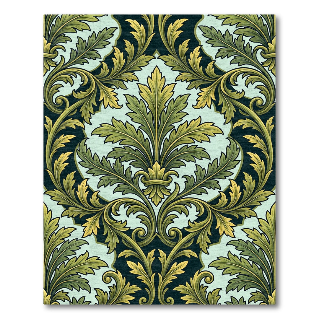 Dark Teal Emerald Acanthus Scrolls Rug