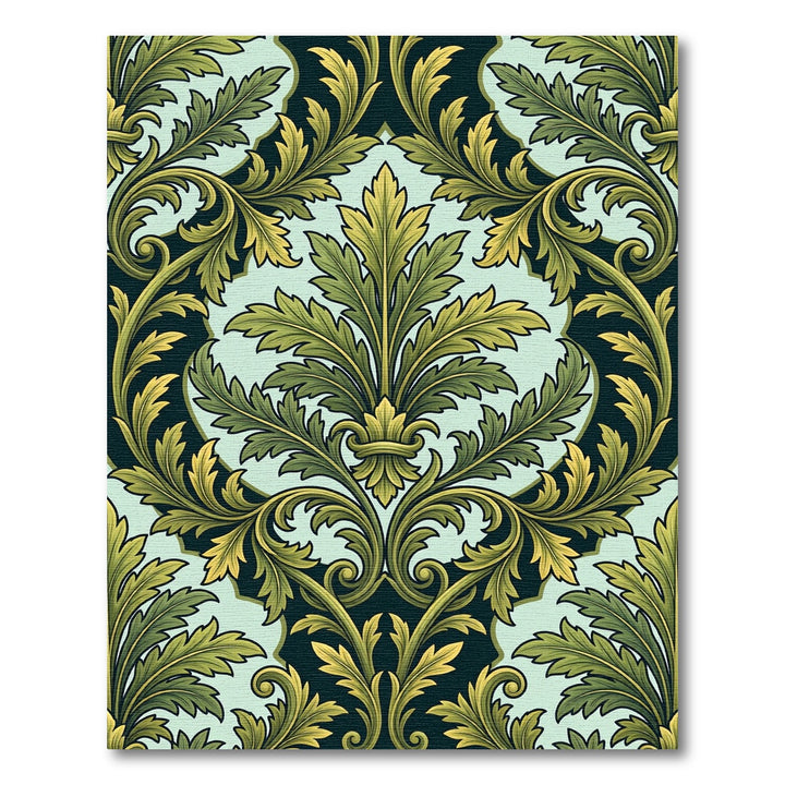 Dark Teal Emerald Acanthus Scrolls Rug