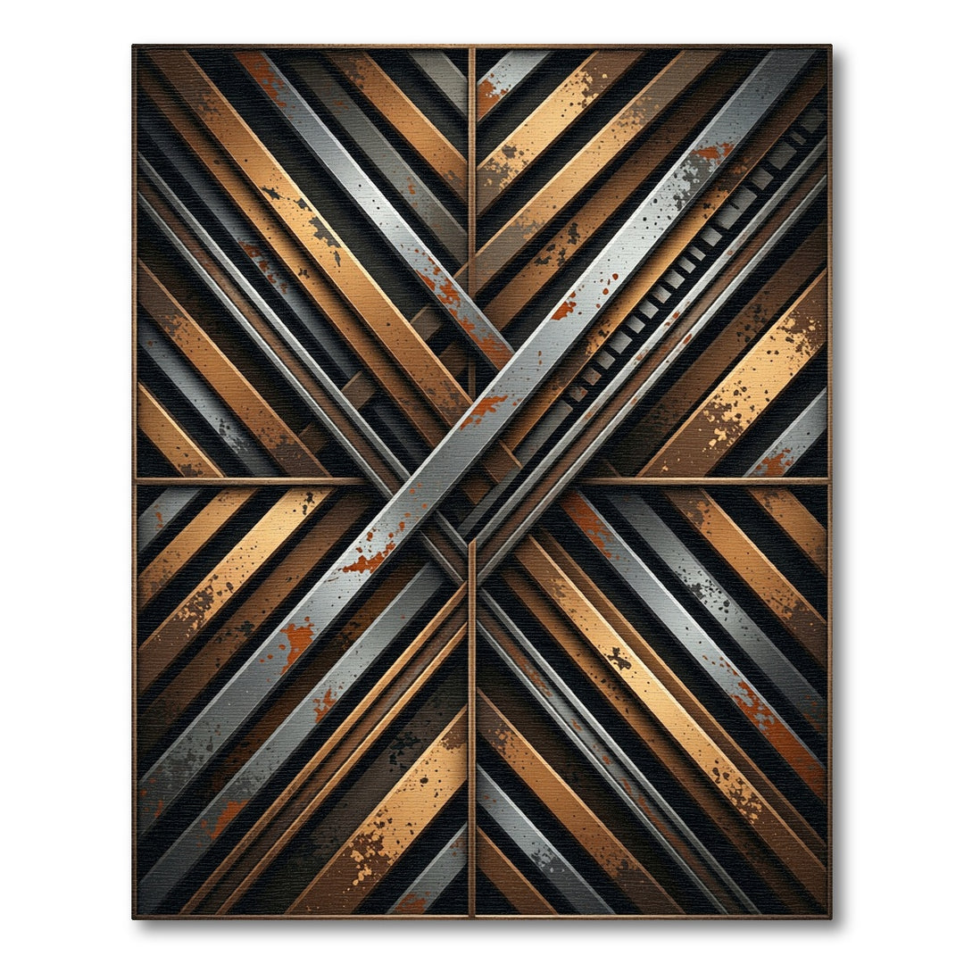 Industrial Copper Gray Slat Weave Rug