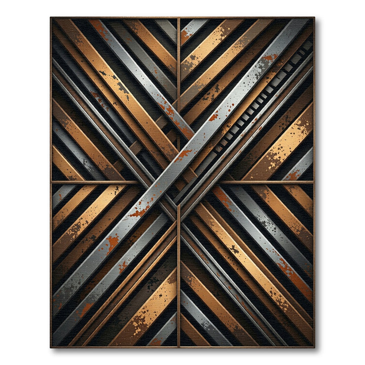 Industrial Copper Gray Slat Weave Rug