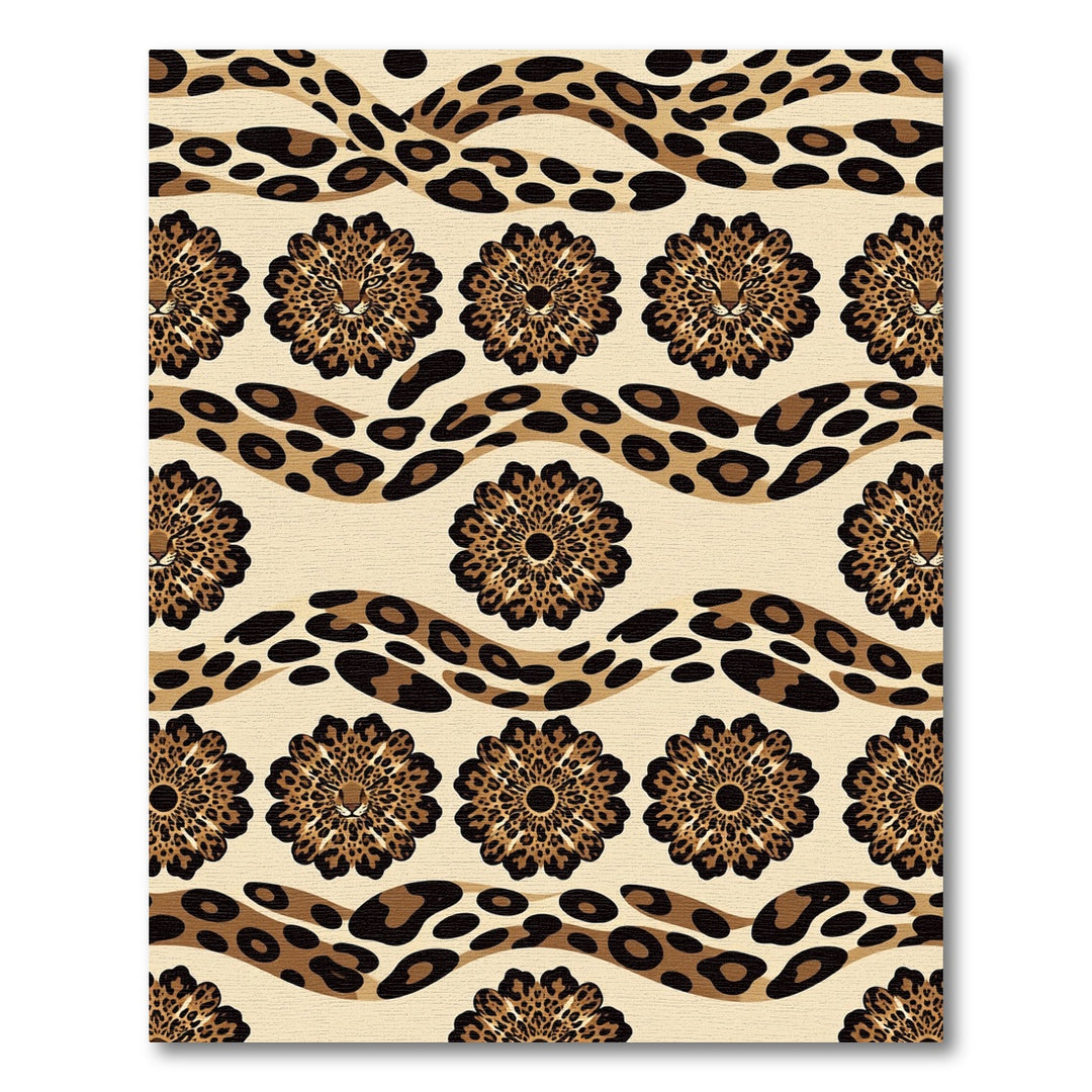 Leopard Floral Wave Composition Rug