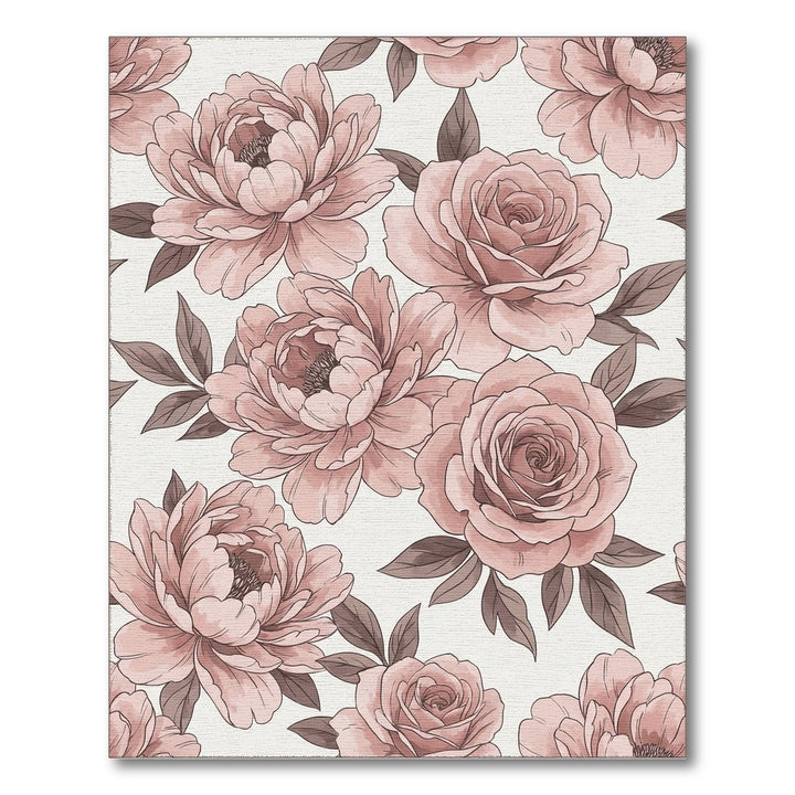 Blush Pink Floral Garden Bloom Rug