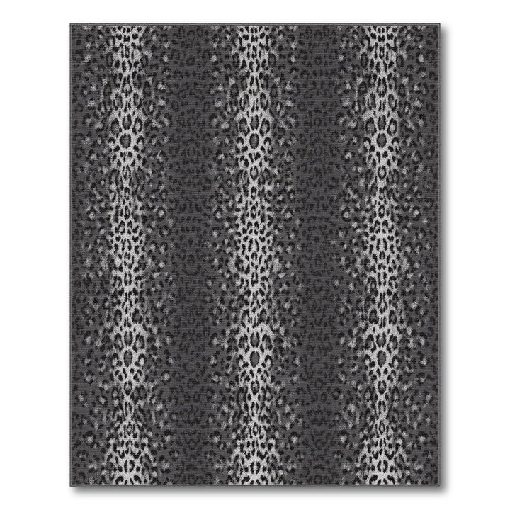 Black White Leopard Print Distressed Area Rug