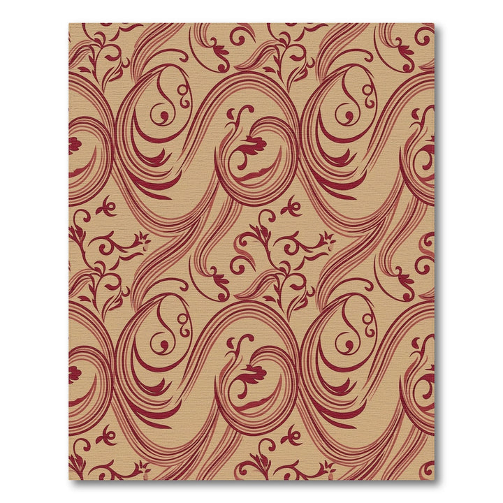 Crimson Swirl Floral Baroque Area Rug