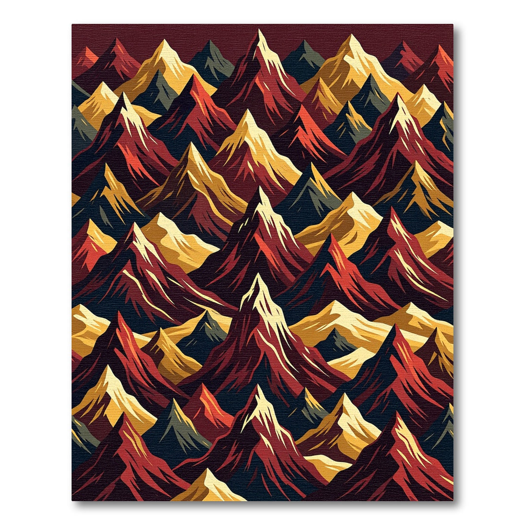 Bold Maroon Mountain Range Abstract Rug