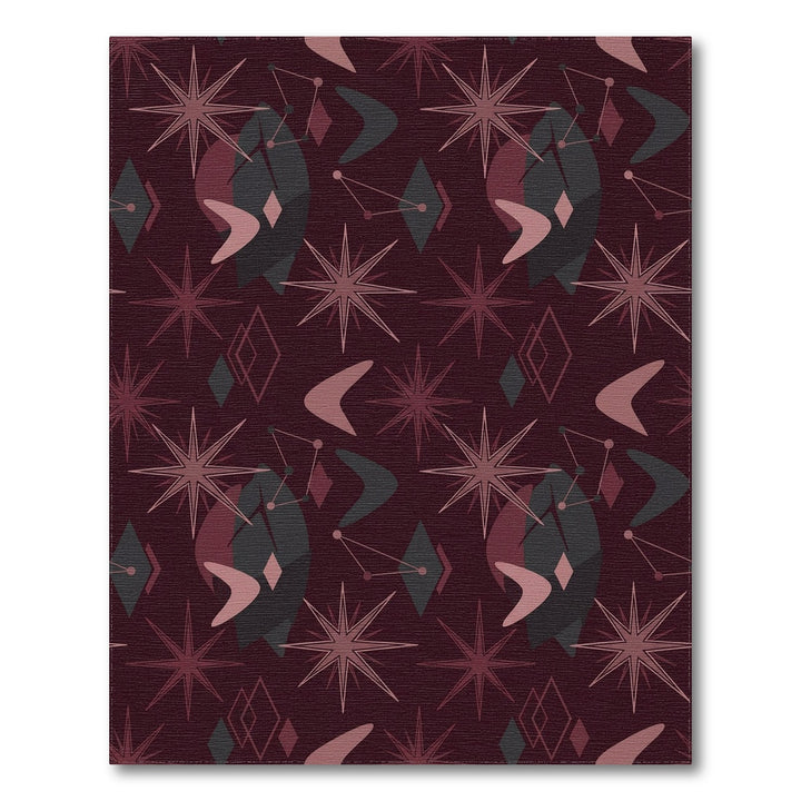 Crimson Starburst Atomic Boomerang Shapes Rug