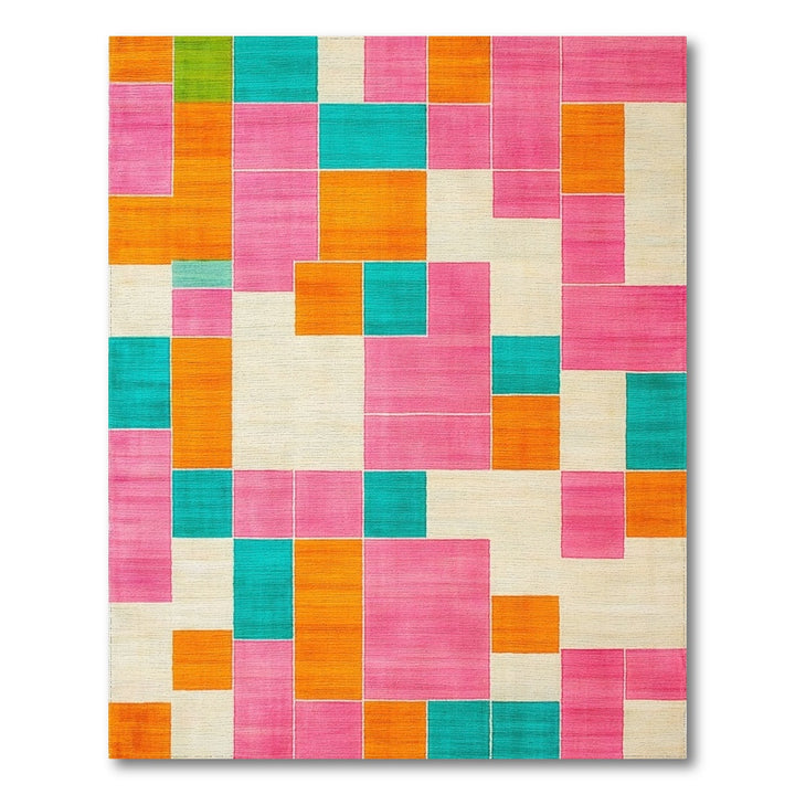 Vibrant Geometric Multi-Color Block Multi-color and Patterns Area Rug