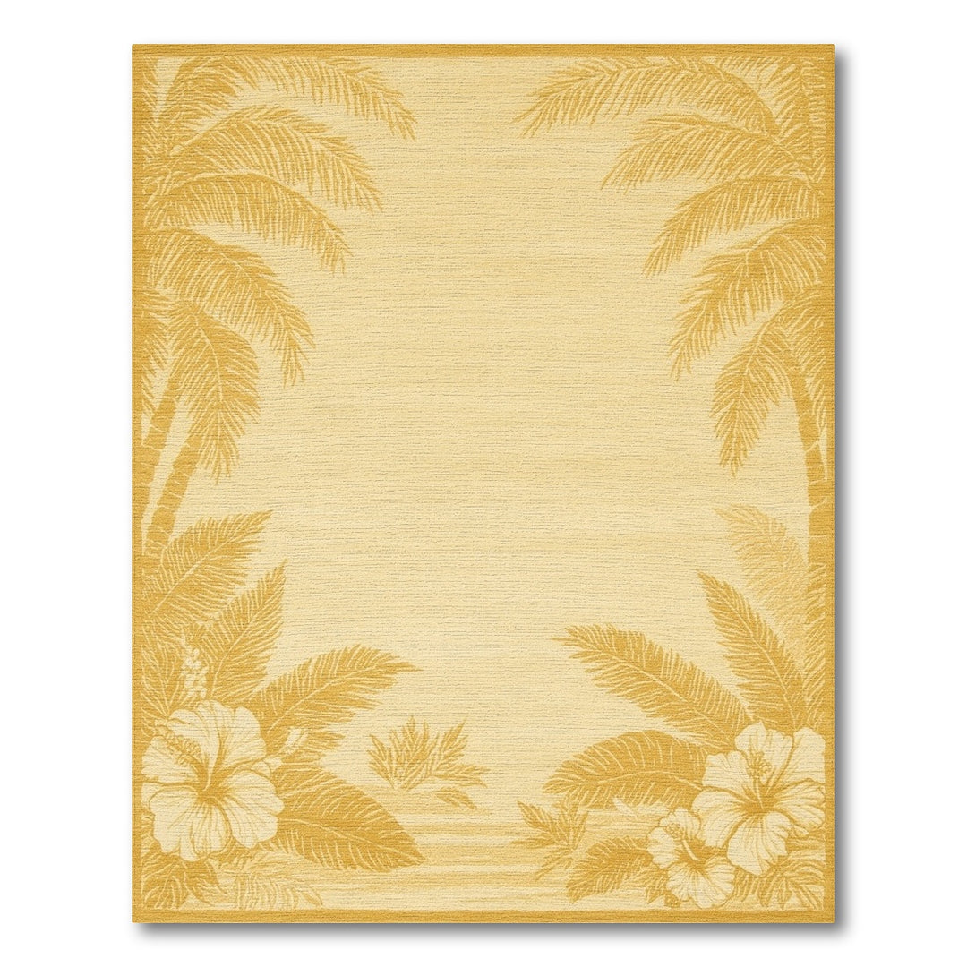 Yellow Palm Tree Hibiscus Area Rug