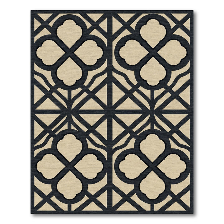 Dark Blue Quatrefoil Lattice Rug