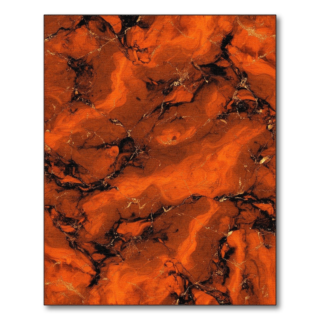 Orange Abstract Marble Area Rug