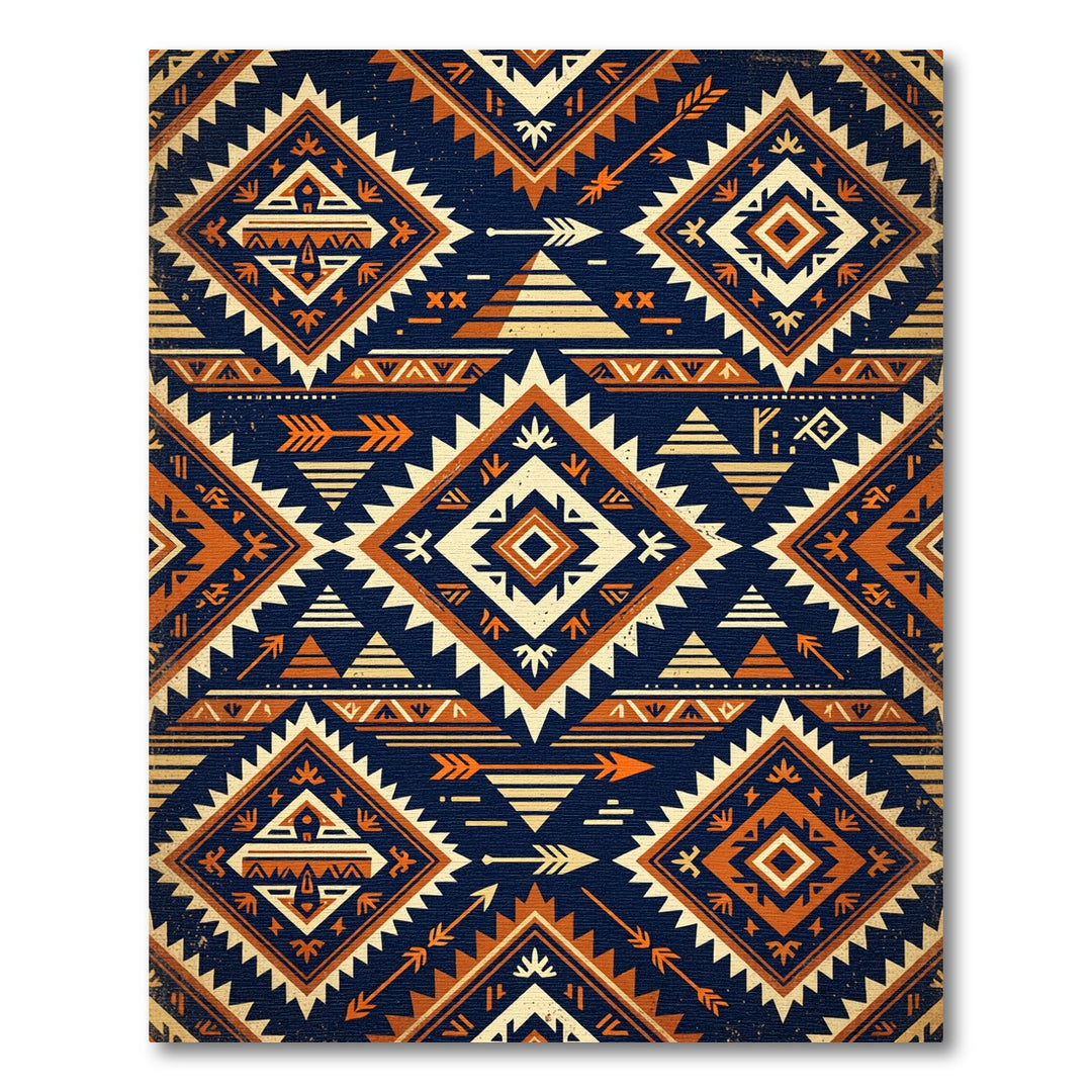 Tribal Orange Diamond Navajo Inspired Rug