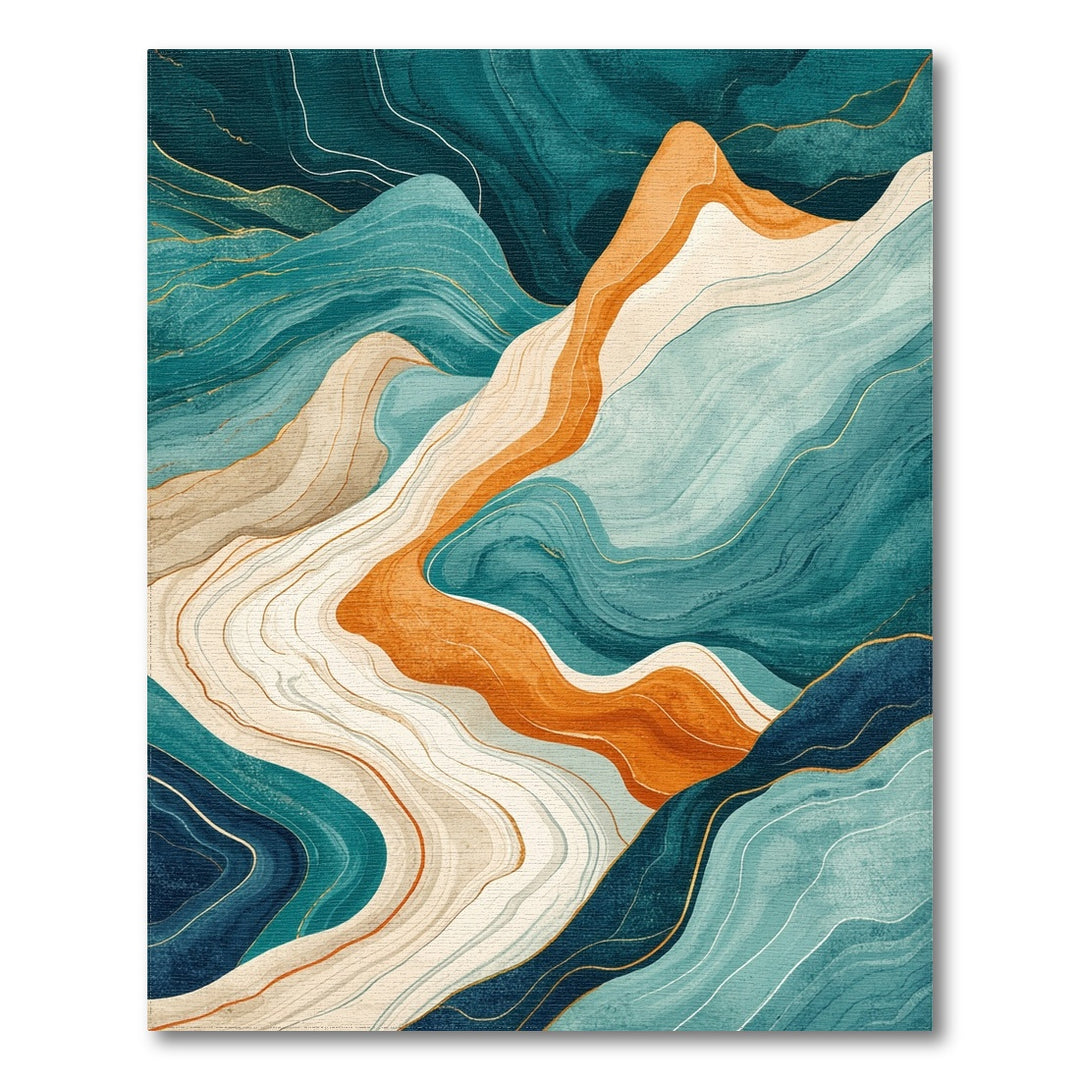 Teal Wave Abstract Area Rug
