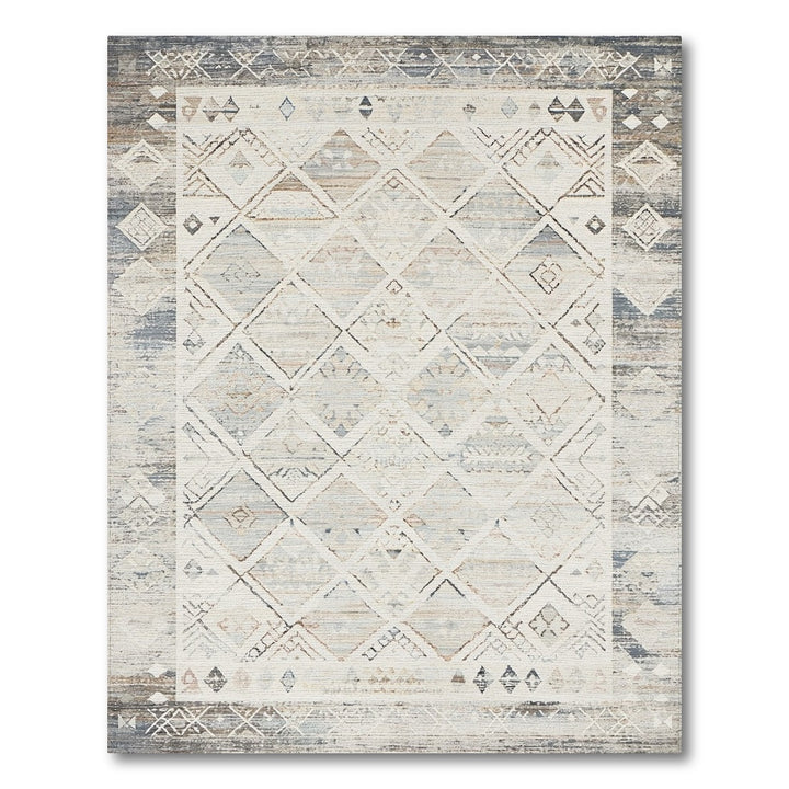 Blue Distressed Tribal Diamond Area Rug