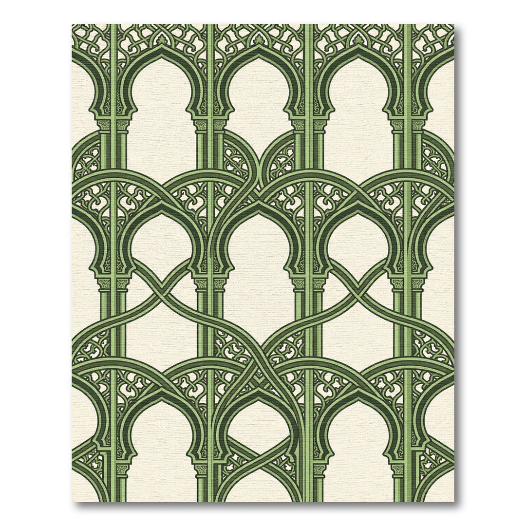 Dark Green Interlocking Archway Rug
