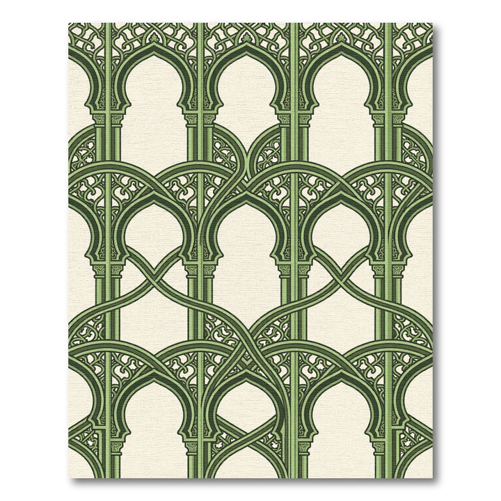 Dark Green Interlocking Archway Rug