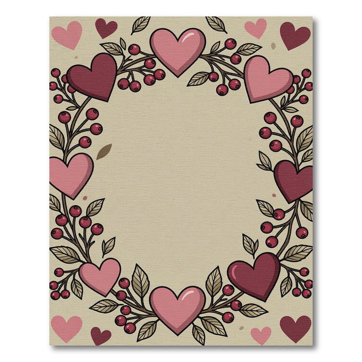 Crimson Pink Heart Berry Wreath Rug