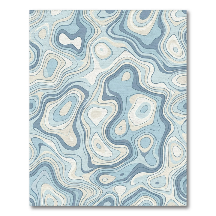 Blue Ivory Topographic Wave Rug