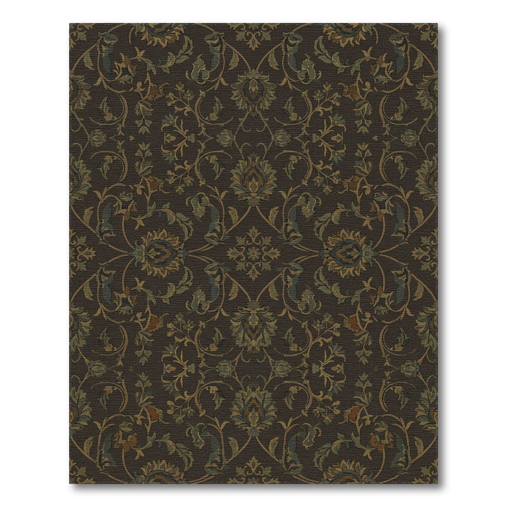 Aged Sepia Botanical Scroll Rug