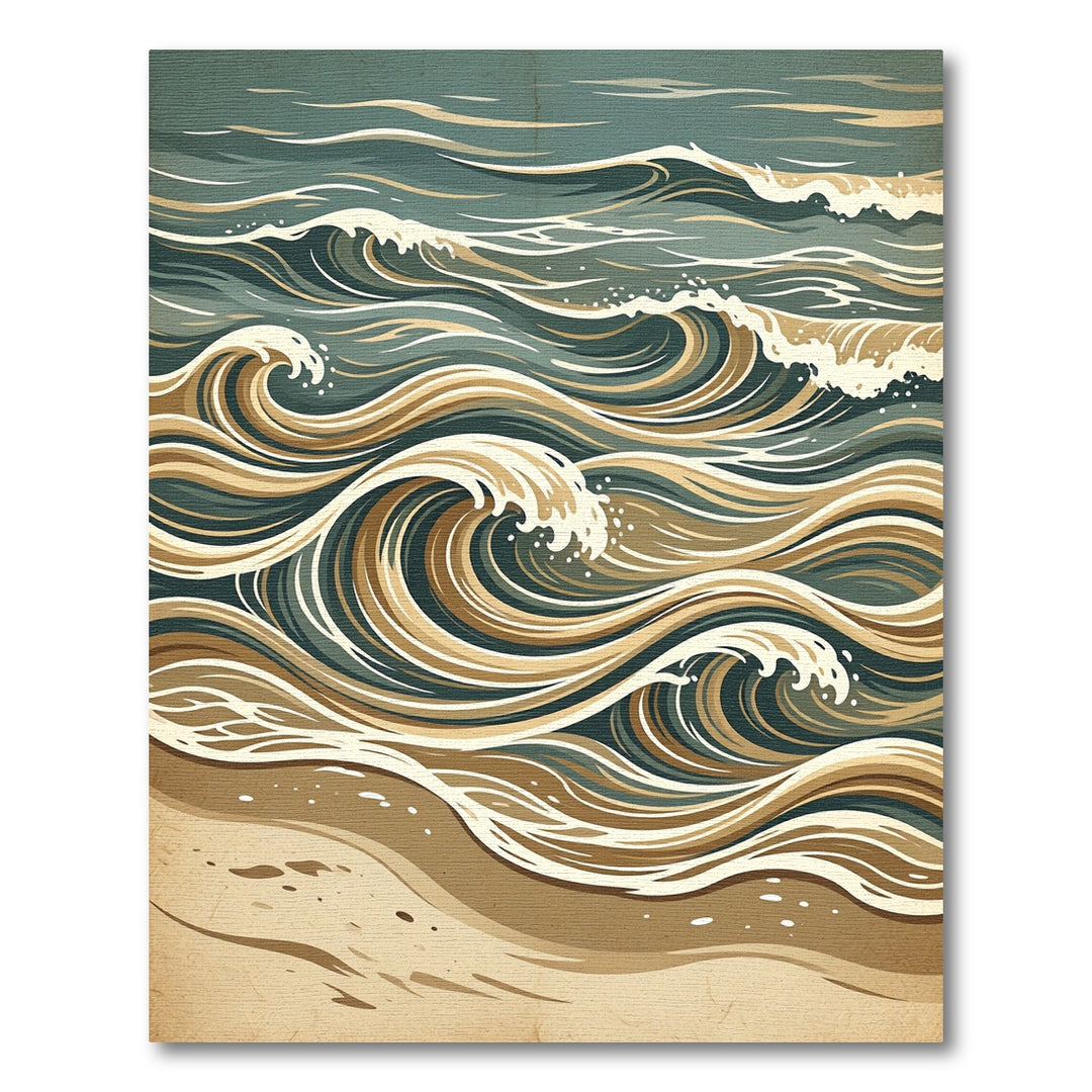 Ocean Waves In Sepia Tones Rug