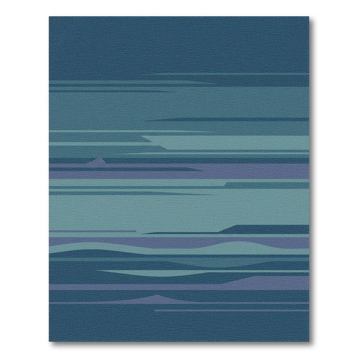 Azure Blue Horizontal Abstract Waves Rug