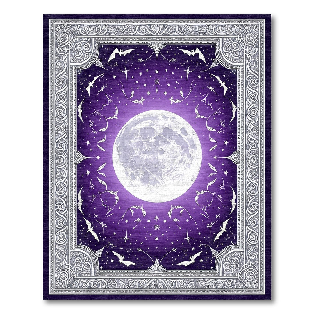 Mystical Moon Bats Purple Area Rug