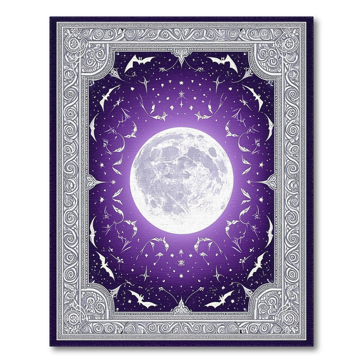 Mystical Moon Bats Purple Area Rug