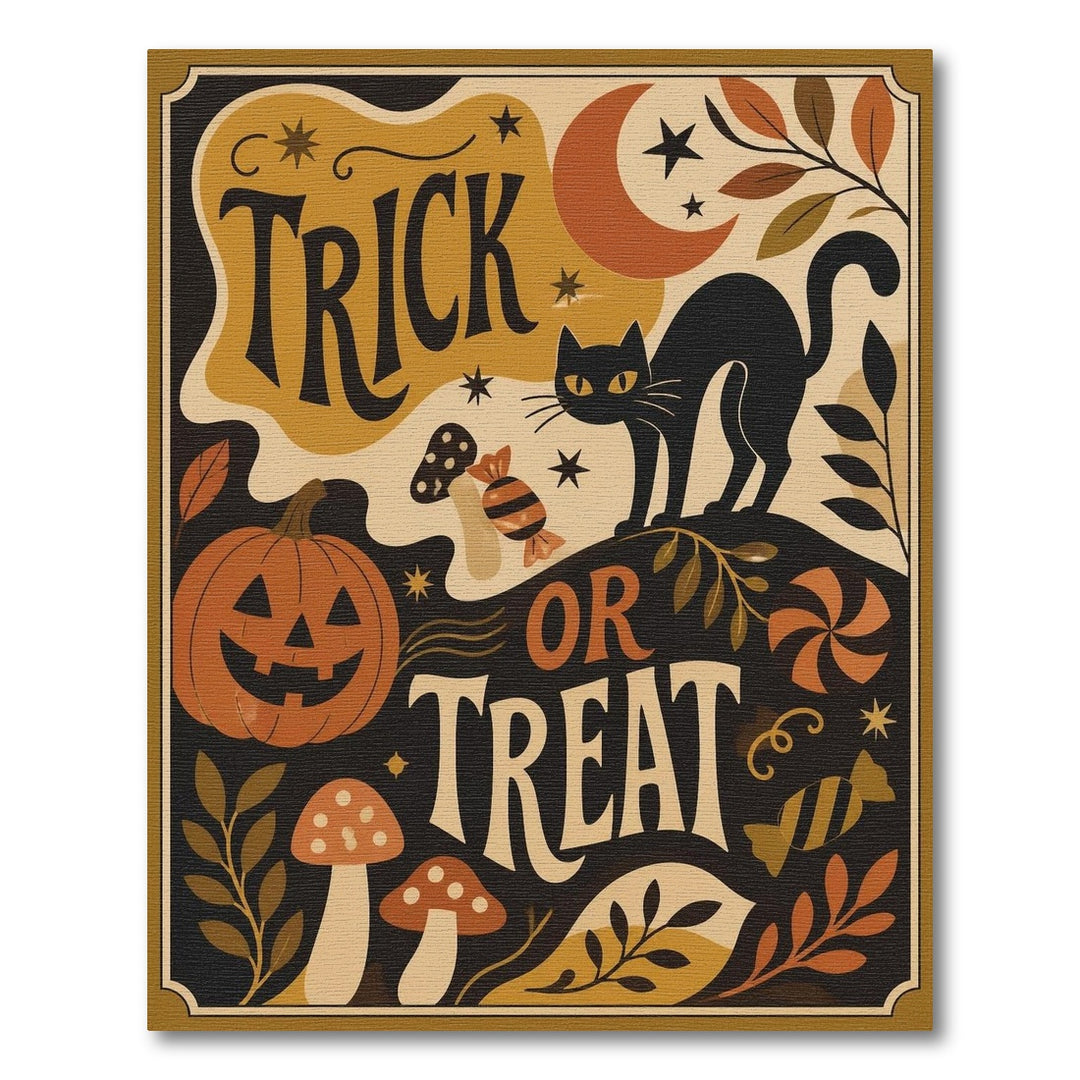 Vintage Trick or Treat Halloween Area Rug
