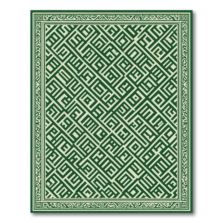 Green Geometric Maze Green Area Rug