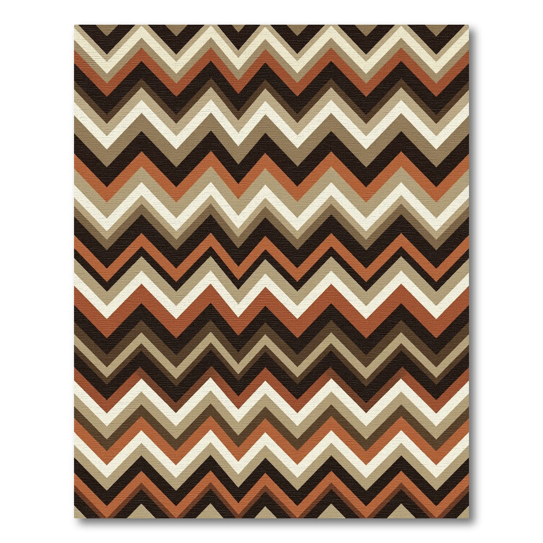 Earthy Terracotta Zigzag Chevron Stripes Rug