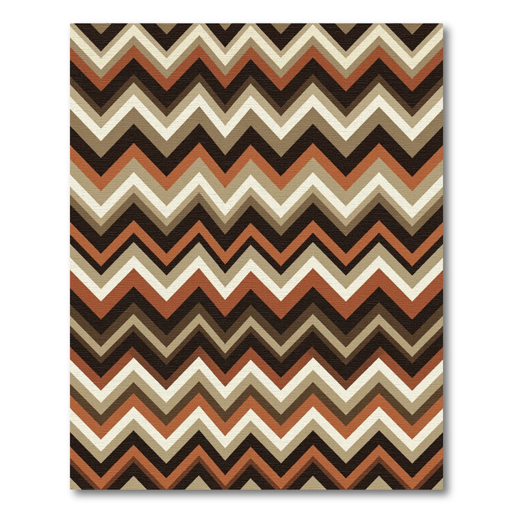 Earthy Terracotta Zigzag Chevron Stripes Rug