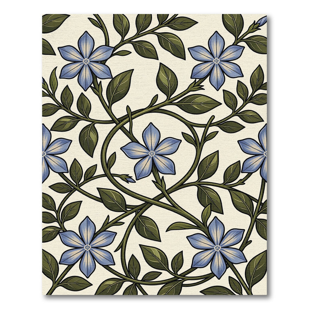 Blue Periwinkle Vine Botanical Rug