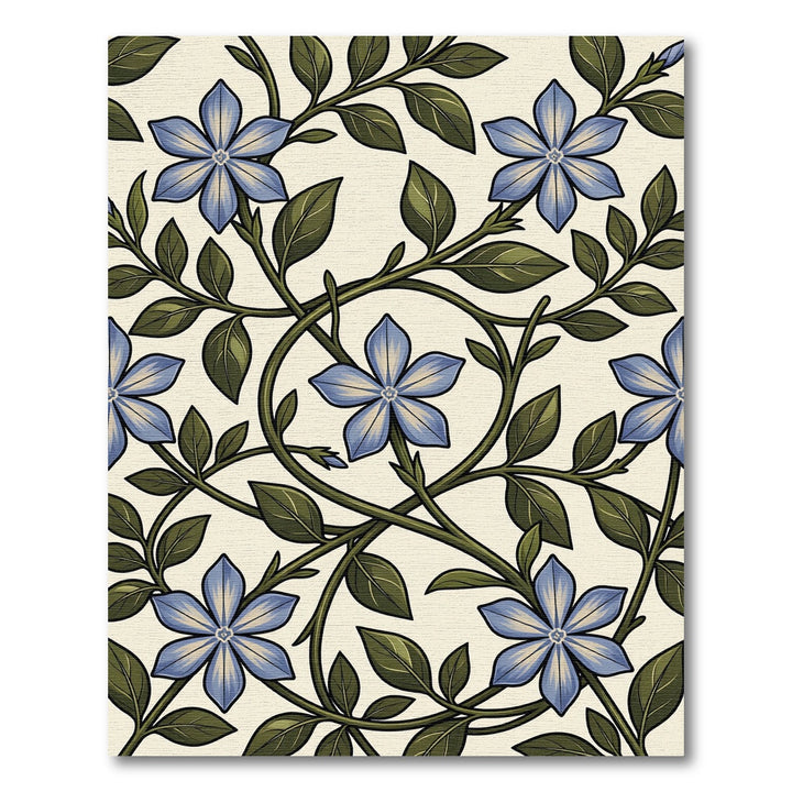 Blue Periwinkle Vine Botanical Rug