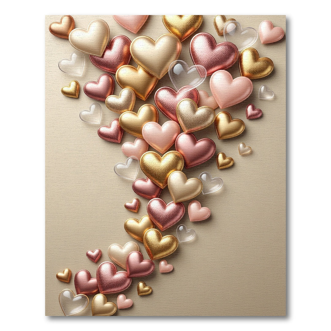 Shimmering Gold Pink Heart Collection Rug