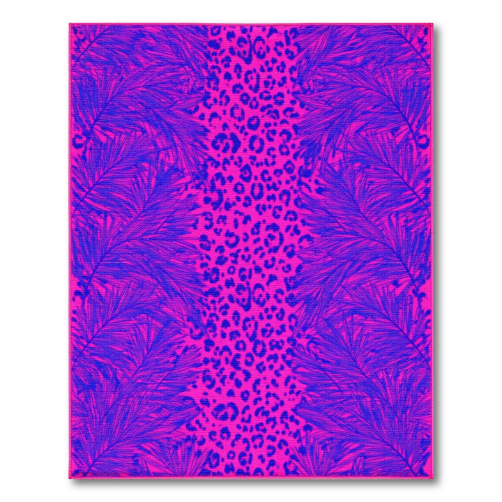 Pink Leopard Palm Washable Area Rug