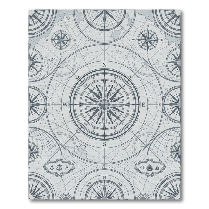 Nautical Compass Rose Map Graphic Rug