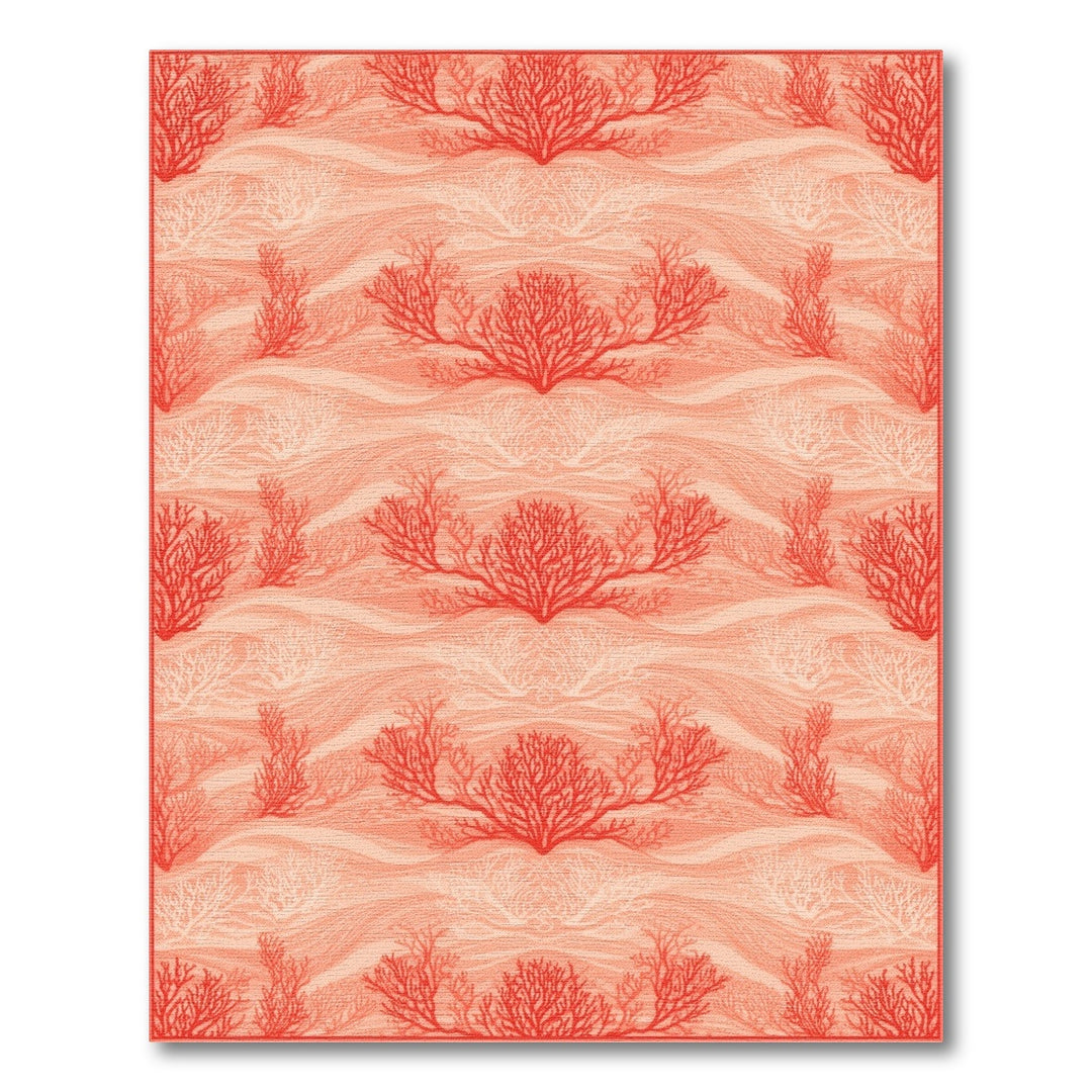 Red Coral Wave Coastal Area Rug