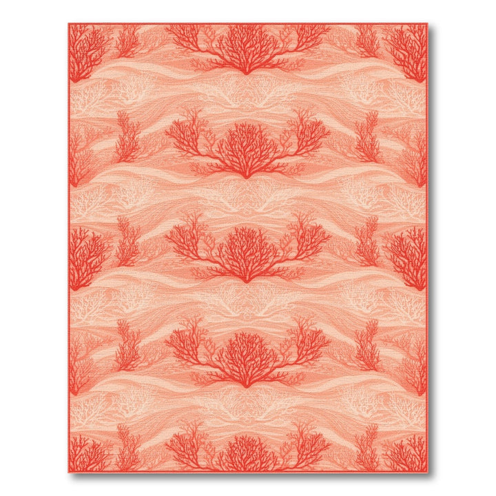 Red Coral Wave Coastal Area Rug