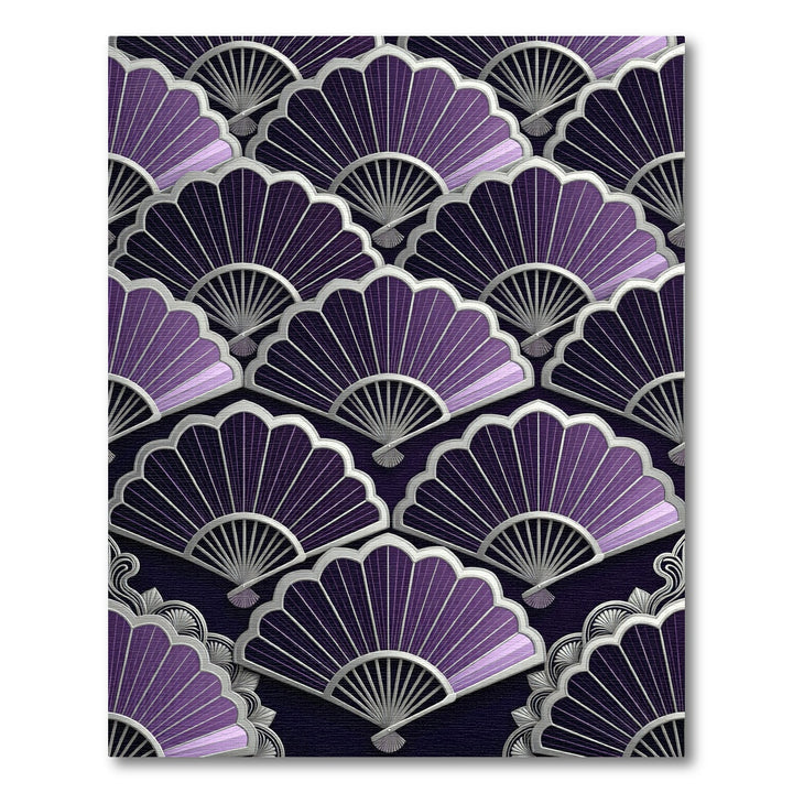 Art Deco Purple Fan Scallop Rug