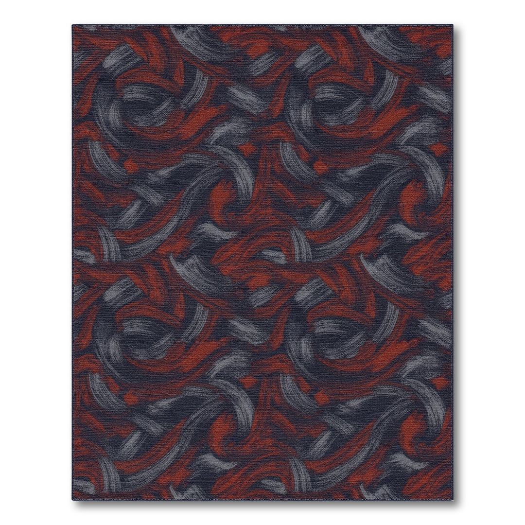 ODIKA Red Navy Abstract Swirl Area Rug