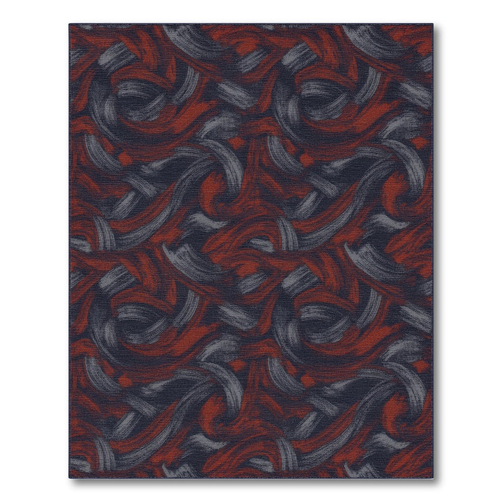 ODIKA Red Navy Abstract Swirl Area Rug