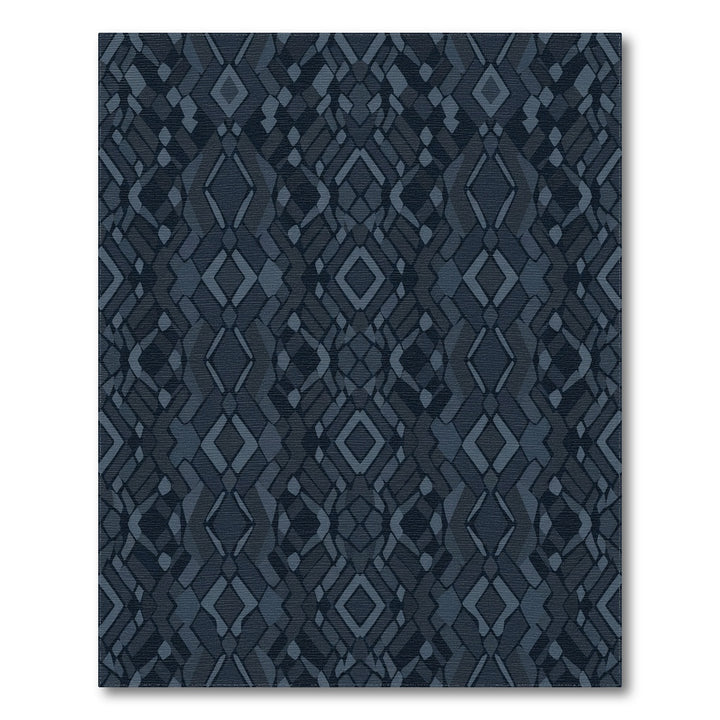 Deep Blue Geometric Diamond Mosaic Rug