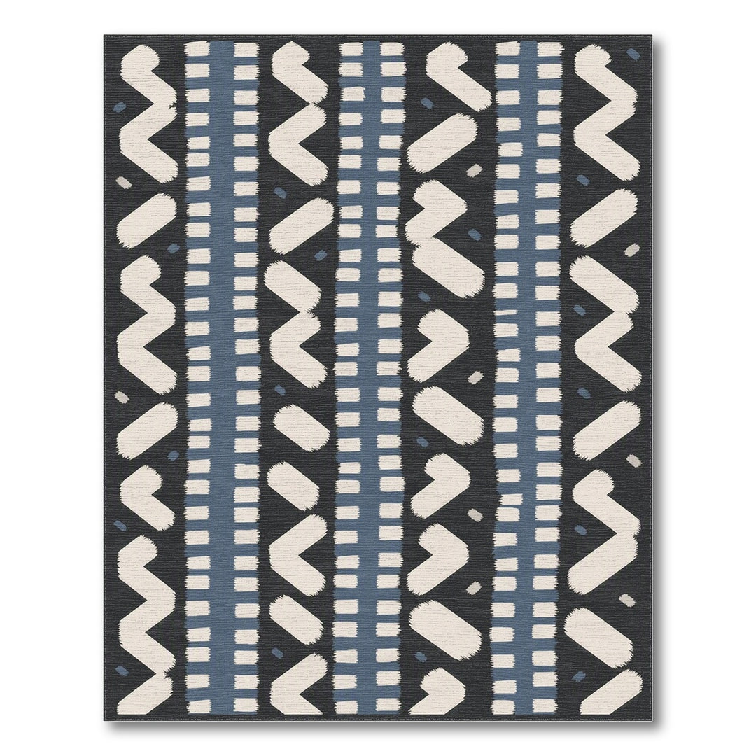 Navy Blue Tribal Chevron Area Rug