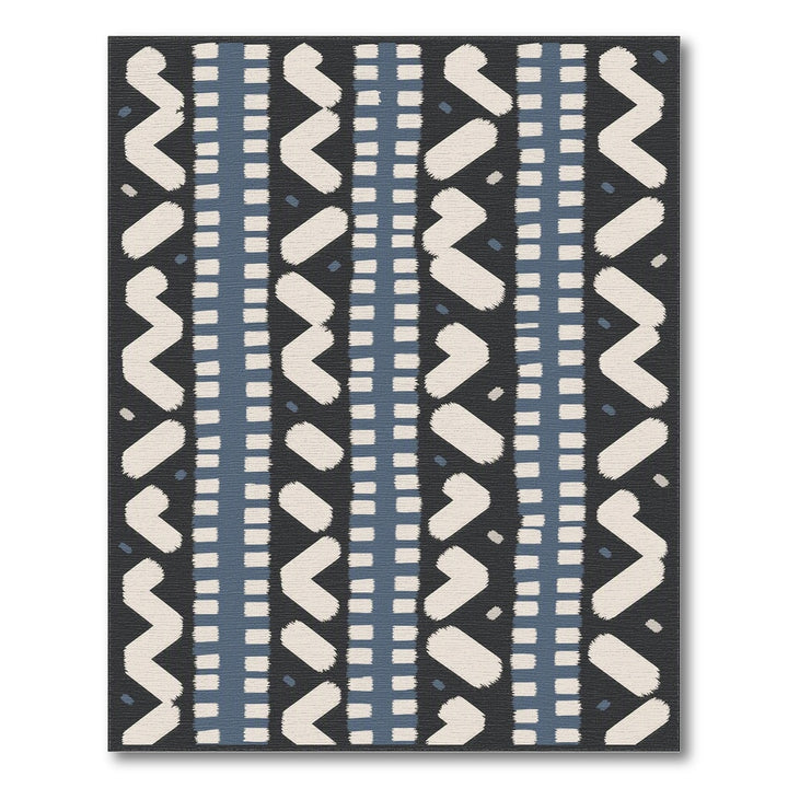 Navy Blue Tribal Chevron Area Rug