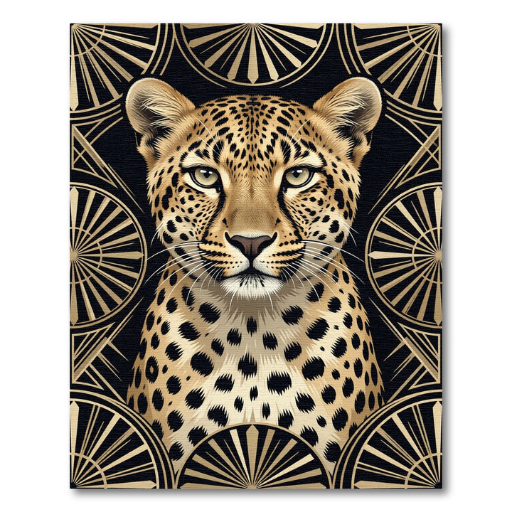 Golden Leopard Art Deco Sunburst Rug