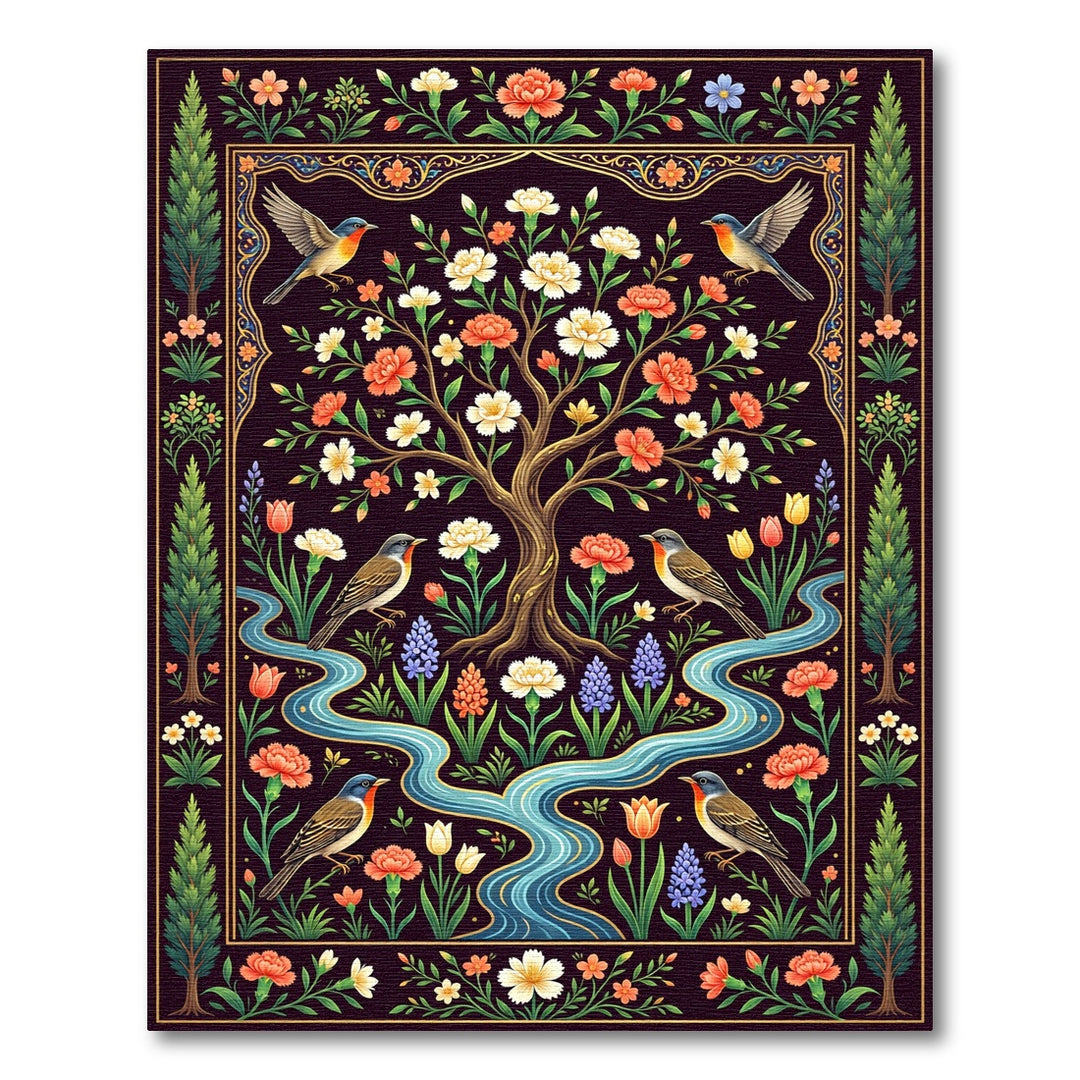 Bird and Tree Of Life Floral Rug