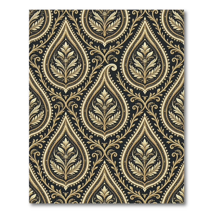 Ornate Paisley Black and Gold Rug